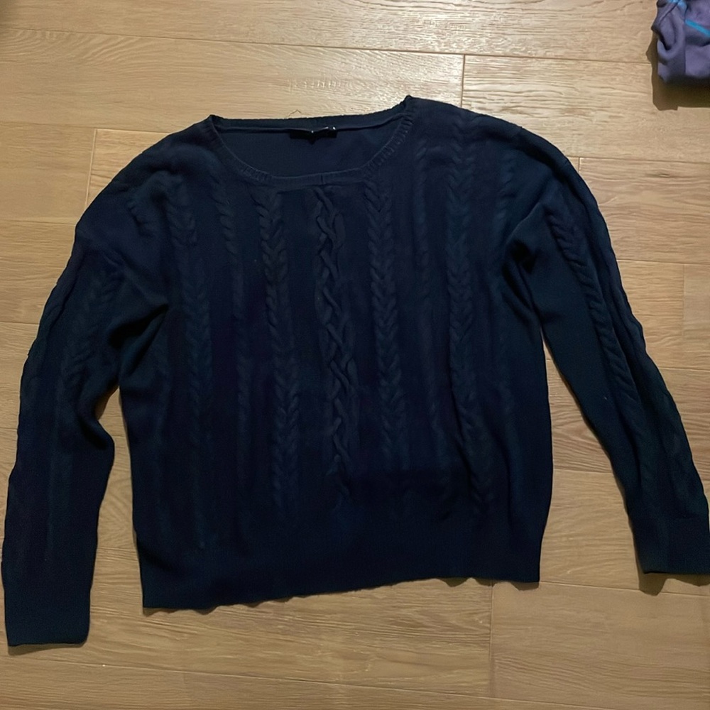 Rag & bone jean navy blue cable knit sweater